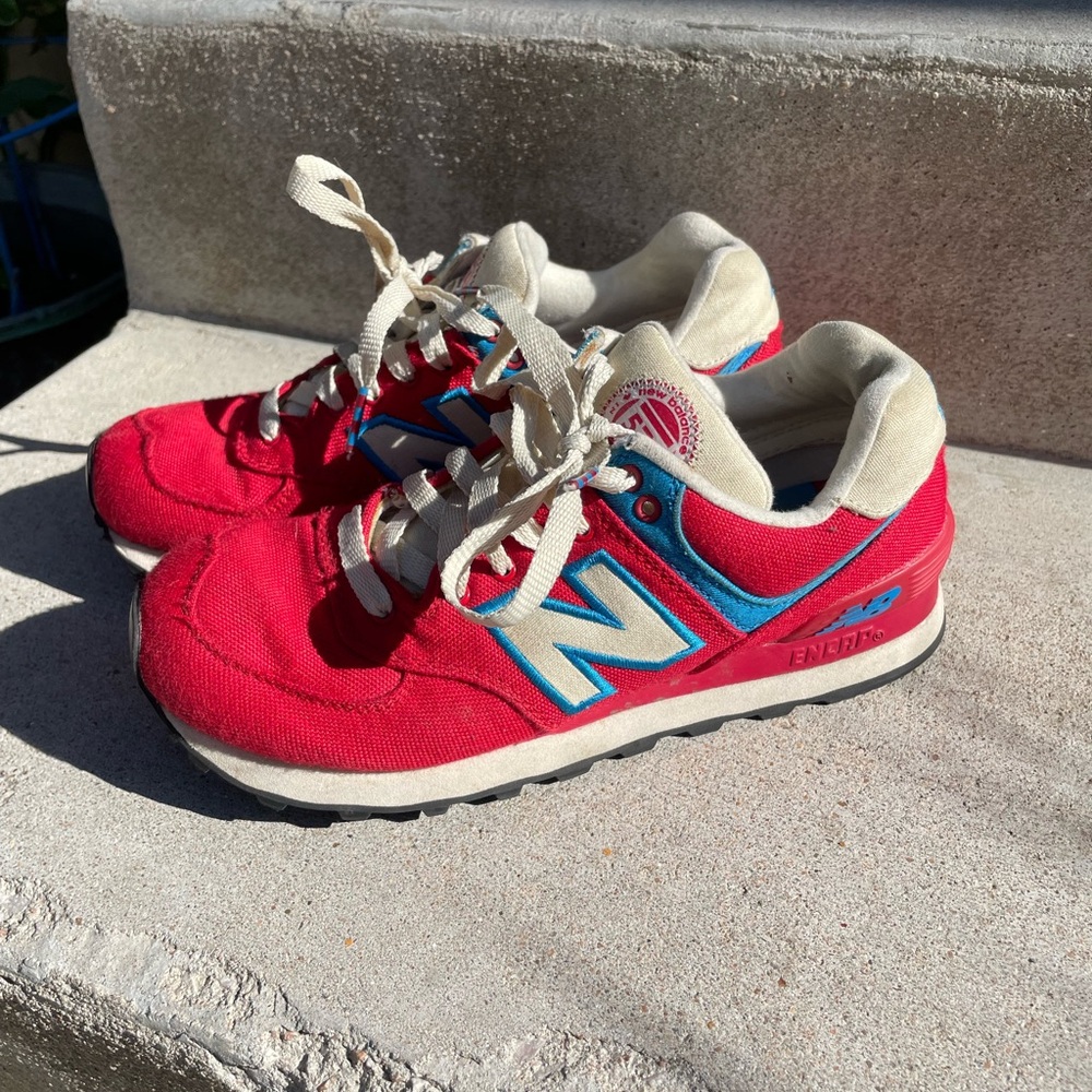New Balance Red and Blue Sneakers Classic Retro Style